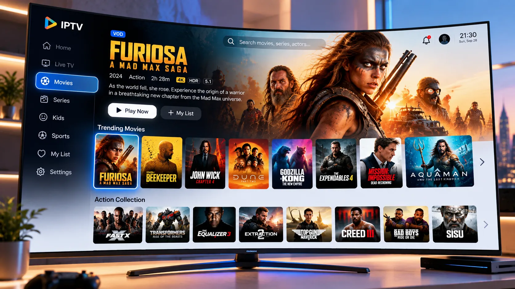 Moderner Samsung und LG Smart TV mit Streaming-Oberfläche
